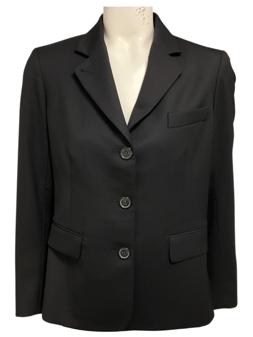 Nili Lotan Black Tailored Three Button Wool Jacket